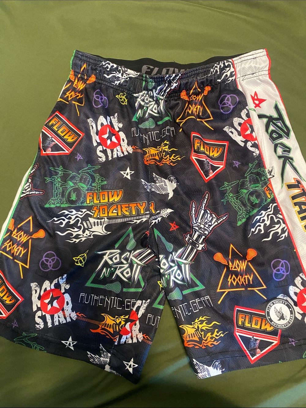 Kids Graphic Rock 'N' Roll Shorts - Black Multicolor
